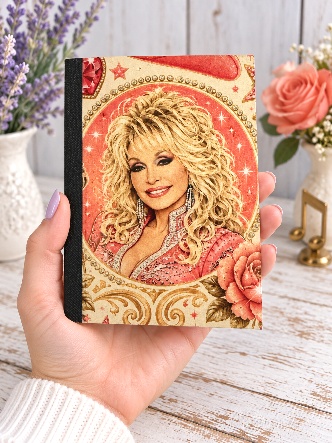Decorative Vinyl Covered MINIATURE Composition Notebook Dolly