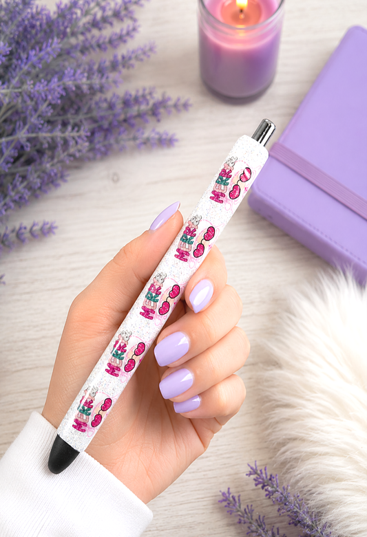 Handmade Merry and Bright Christmas Santas glitter pen with free refill