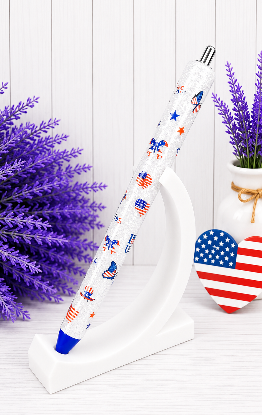 Handmade Patriotic Miniatures glitter pen with free refill