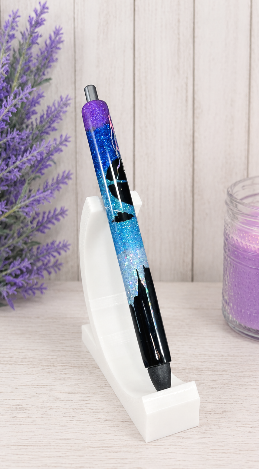 Handmade Cityscape Thunderstorm glitter pen with free refill 2