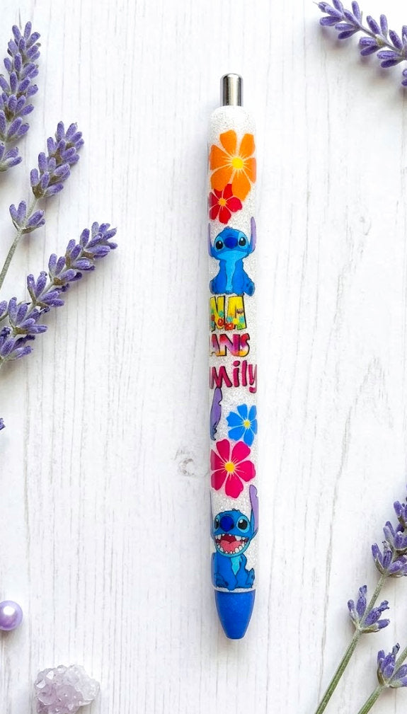 Handmade Stitch Ohana glitter pen with free refill