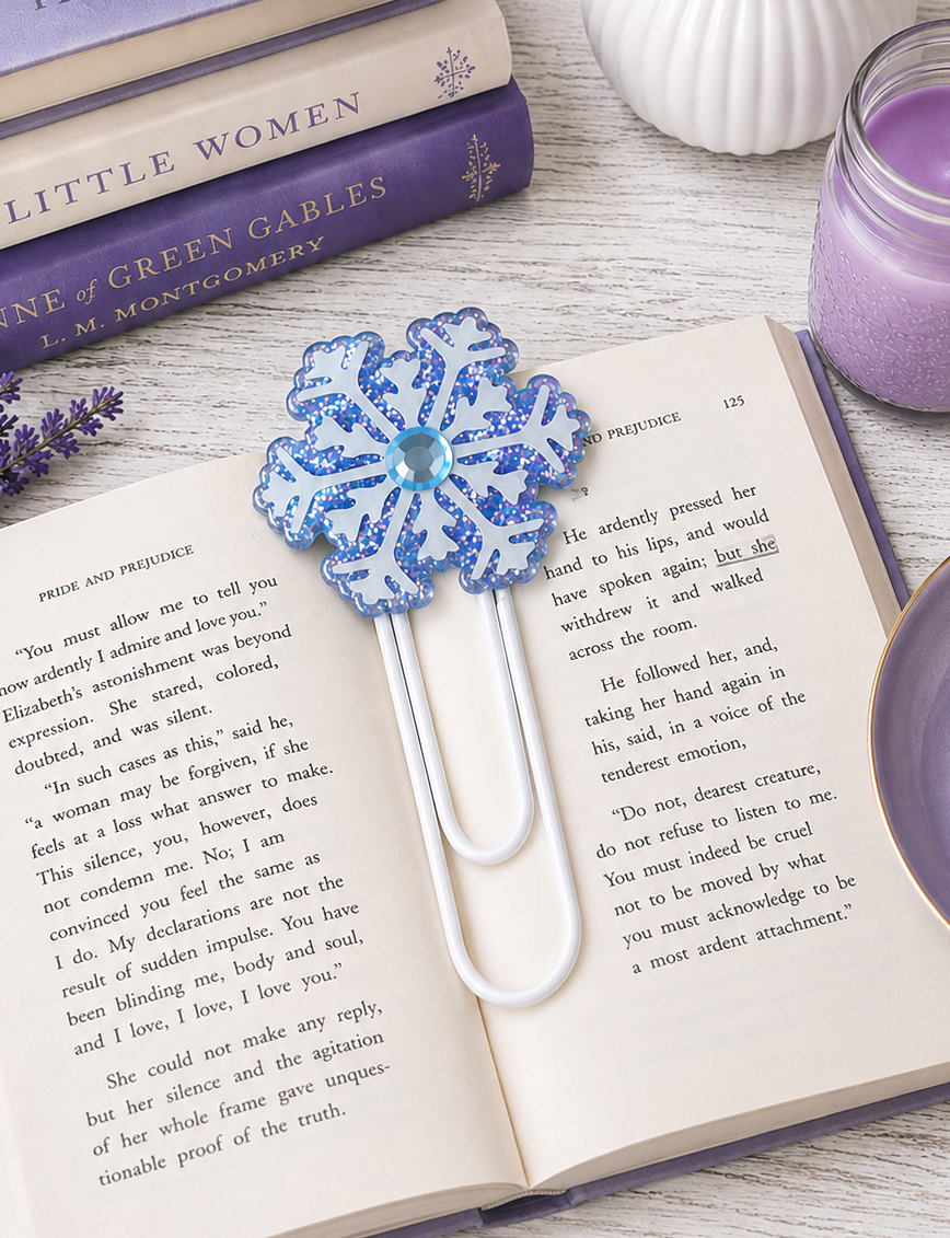 CLEARANCE Blue Snowflake Jumbo Paper Clip Bookmark