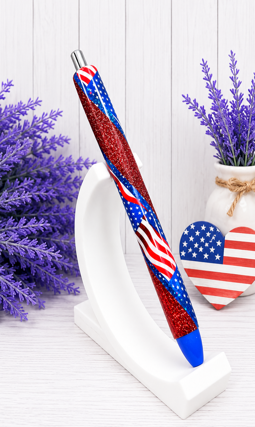Handmade Flags patriotic Washi Tape glitter pen with free refill