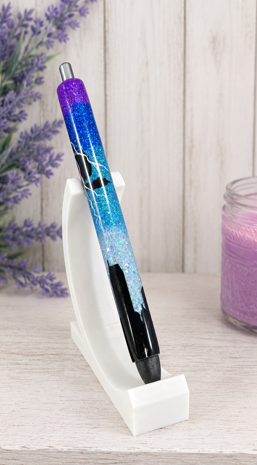Handmade Cityscape Thunderstorm glitter pen with free refill 2
