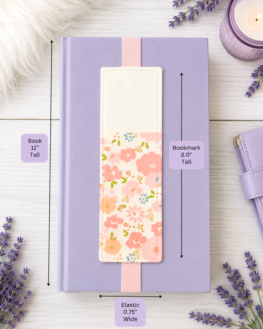 Handsewn Pastel Flowers Fabric Bookmark with Accessory Pocket 2