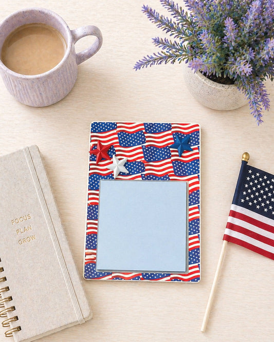 Handmade Patriotic Flags Sticky Note Holder
