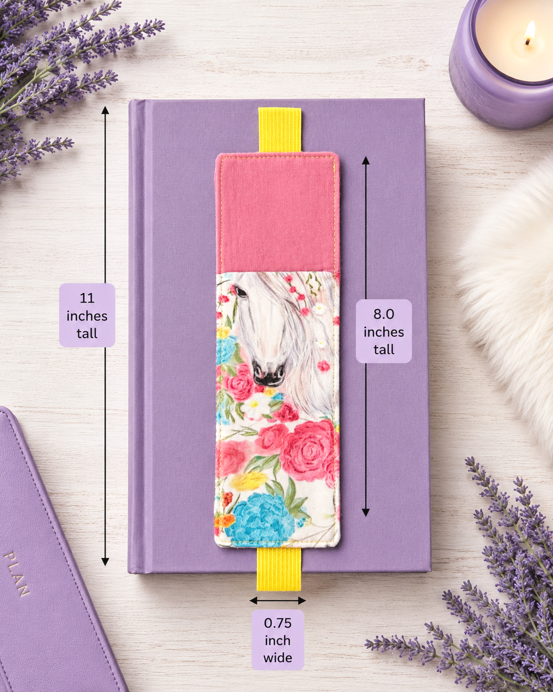 Handsewn Horse Fabric Bookmark with Accessory Pocket 2