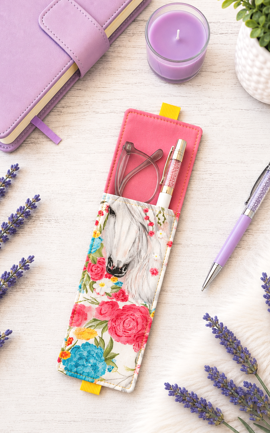 Handsewn Horse Fabric Bookmark with Accessory Pocket 2