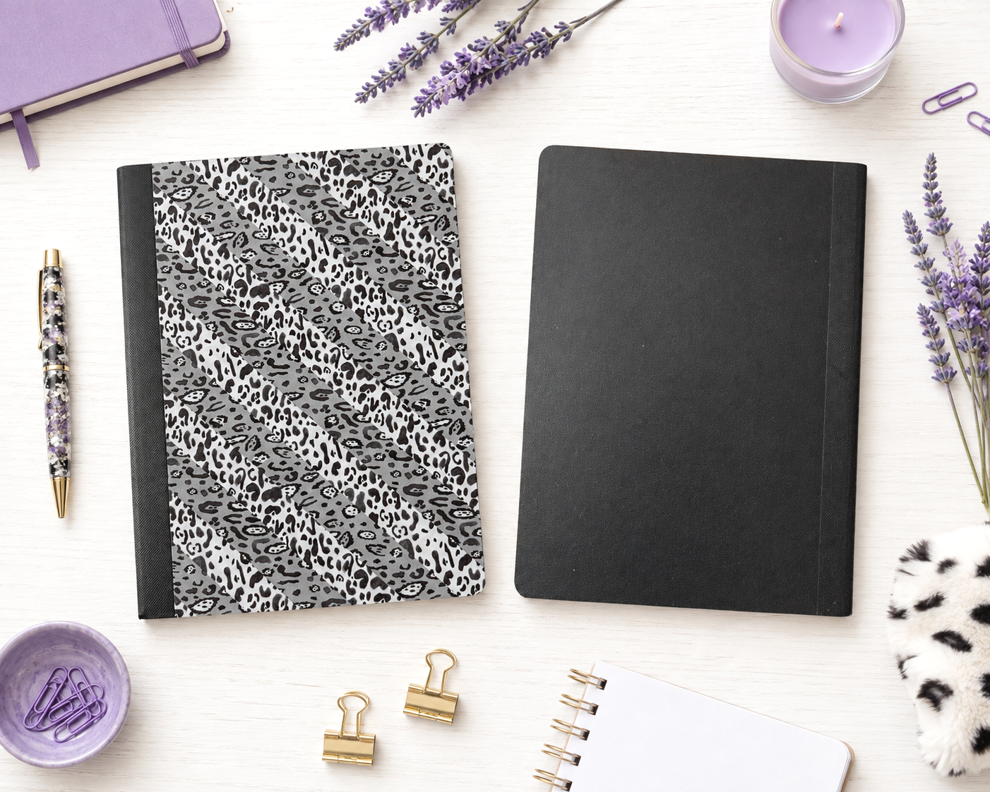 Decorative Vinyl Covered Composition Notebook Black Animal Print
