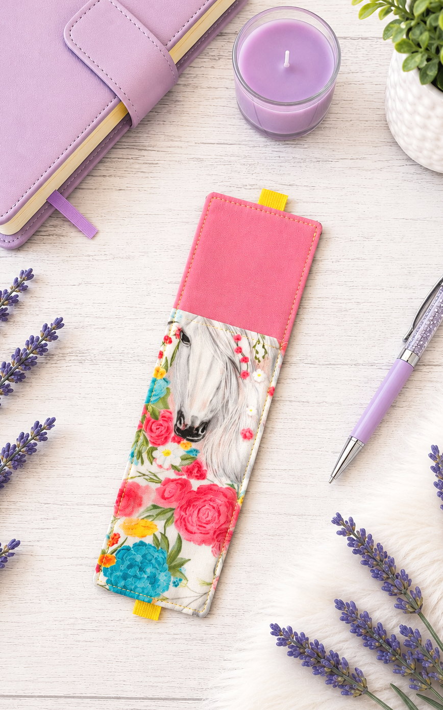 Handsewn Horse Fabric Bookmark with Accessory Pocket 2