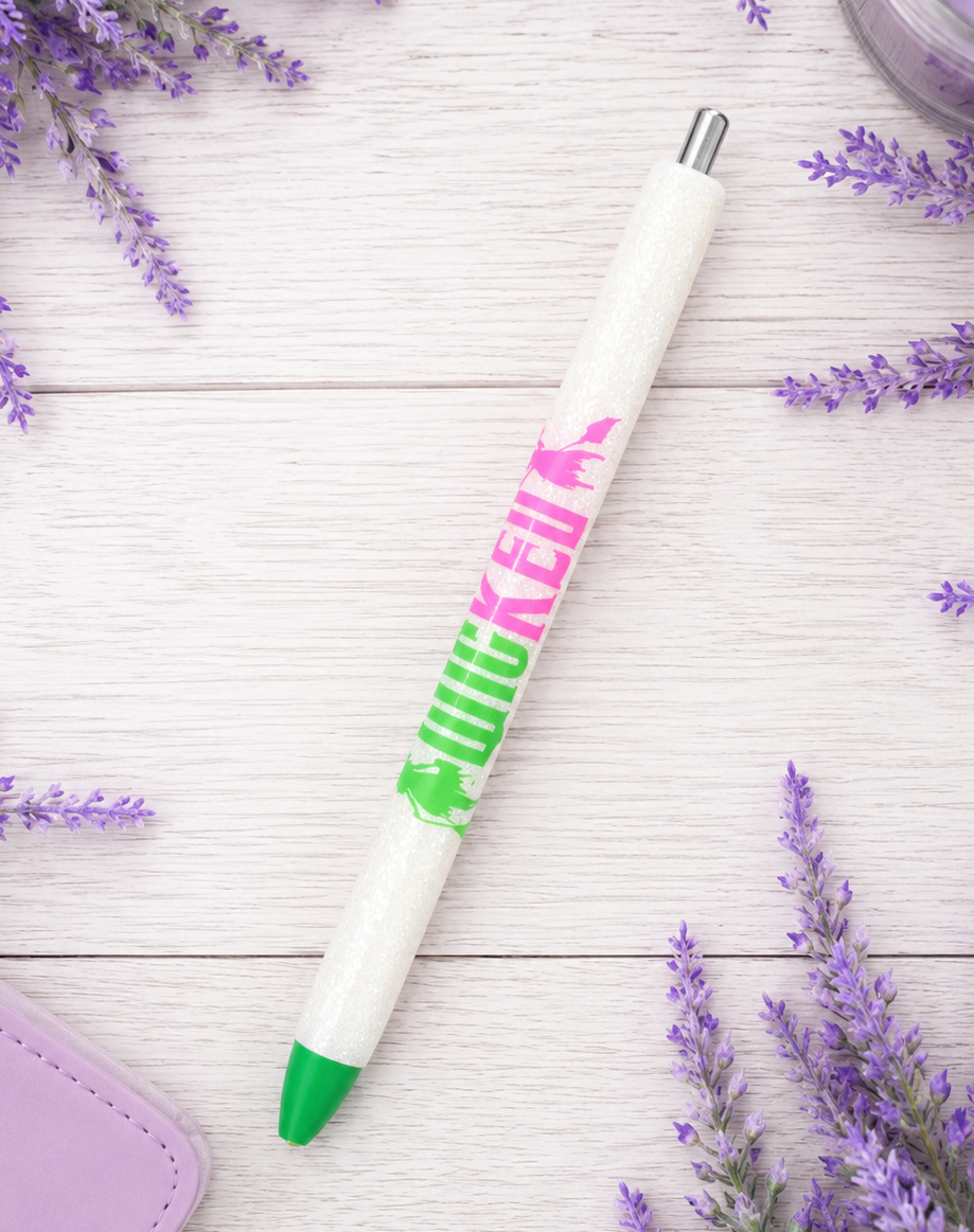Handmade Wicked Themed glitter pen with free refill