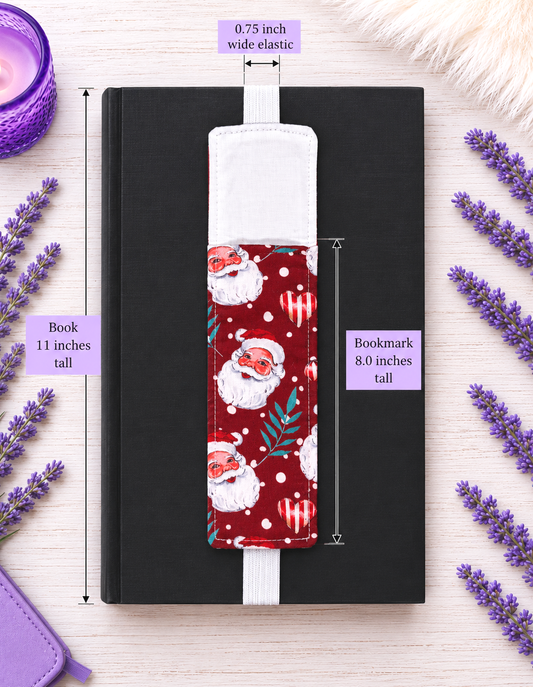 Handsewn Santas Fabric  Bookmark with Accessory Pocket