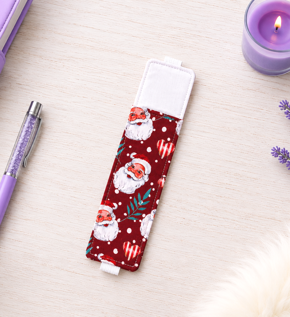 Handsewn Santas Fabric  Bookmark with Accessory Pocket