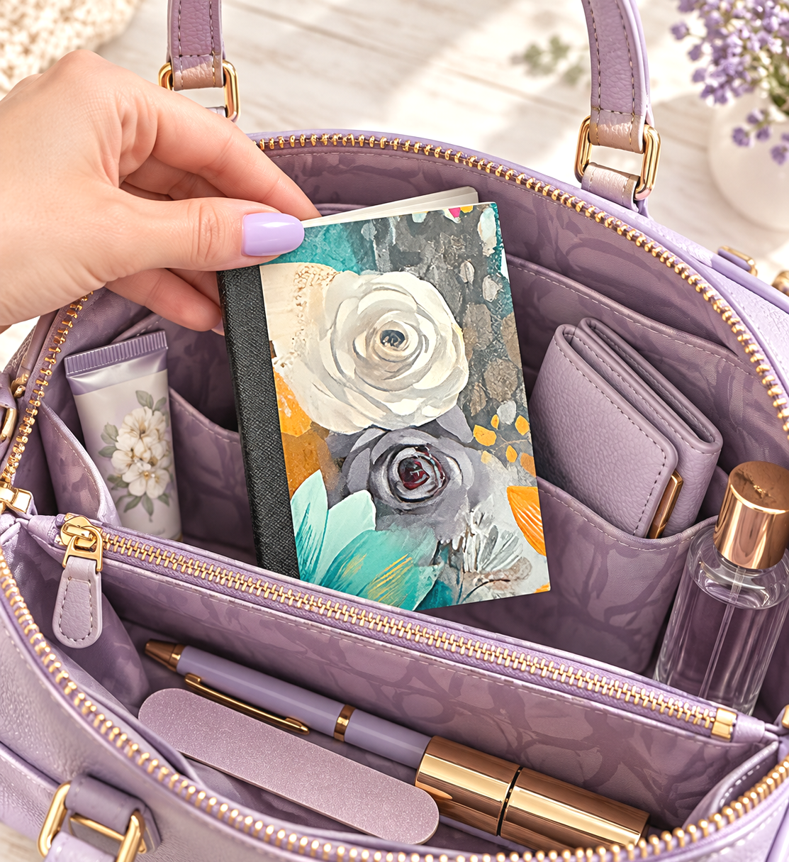 Decorative Vinyl Covered MINIATURE Composition Notebook Flowers 8