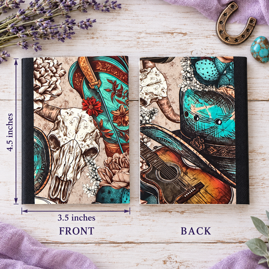 Decorative Vinyl Covered MINIATURE Composition Notebook Western Collage