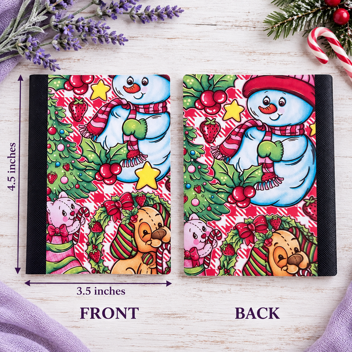Decorative Vinyl Covered MINIATURE Composition Notebook Snowman