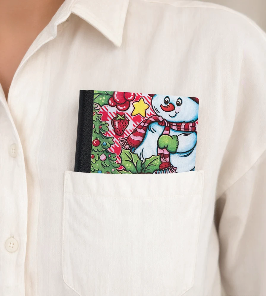 Decorative Vinyl Covered MINIATURE Composition Notebook Snowman