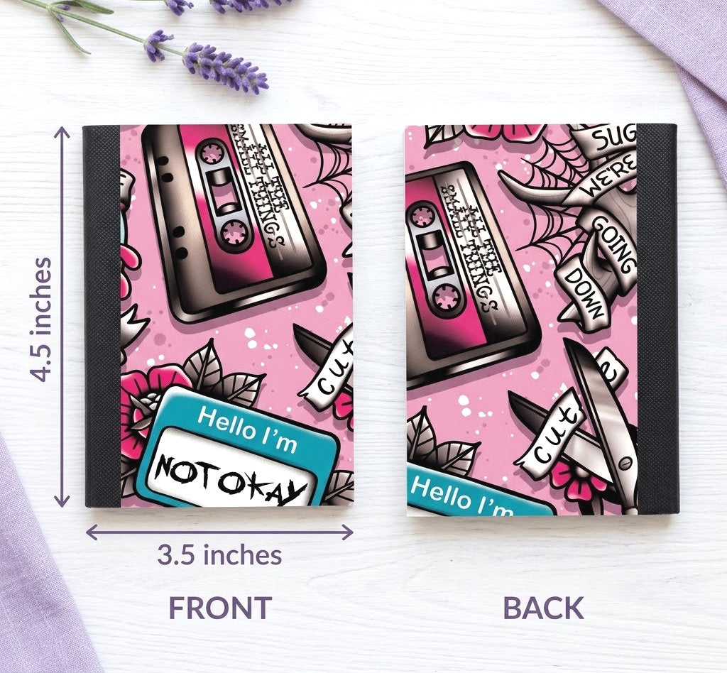 Decorative Vinyl Covered MINIATURE Composition Notebook Emo