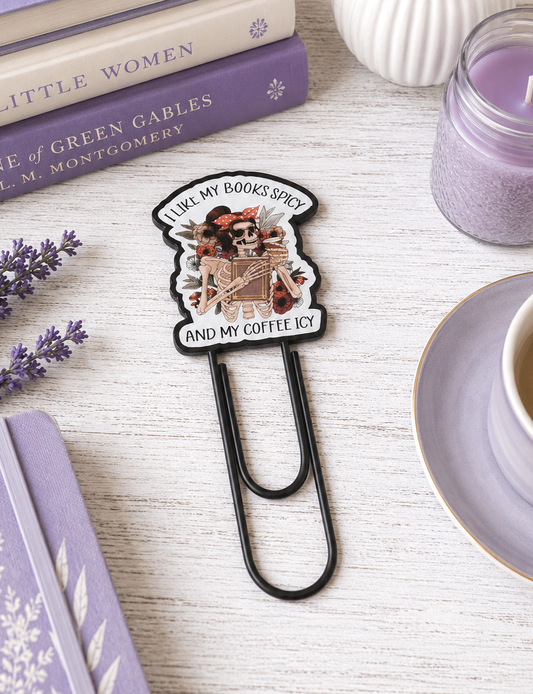 CLEARANCE Books and Coffee Jumbo Paper Clip Bookmark