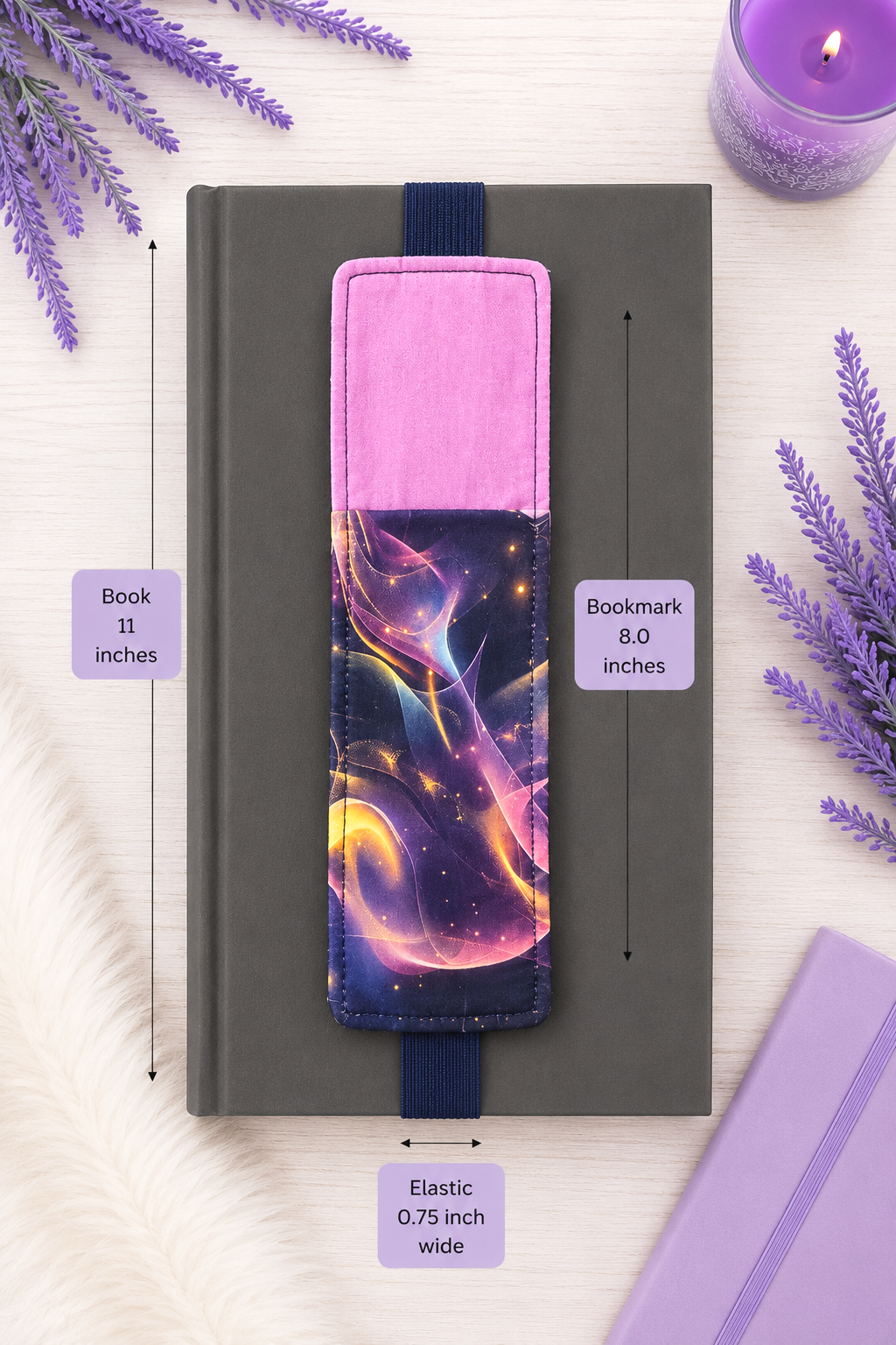 Handsewn Space Fabric  Bookmark with Accessory Pocket