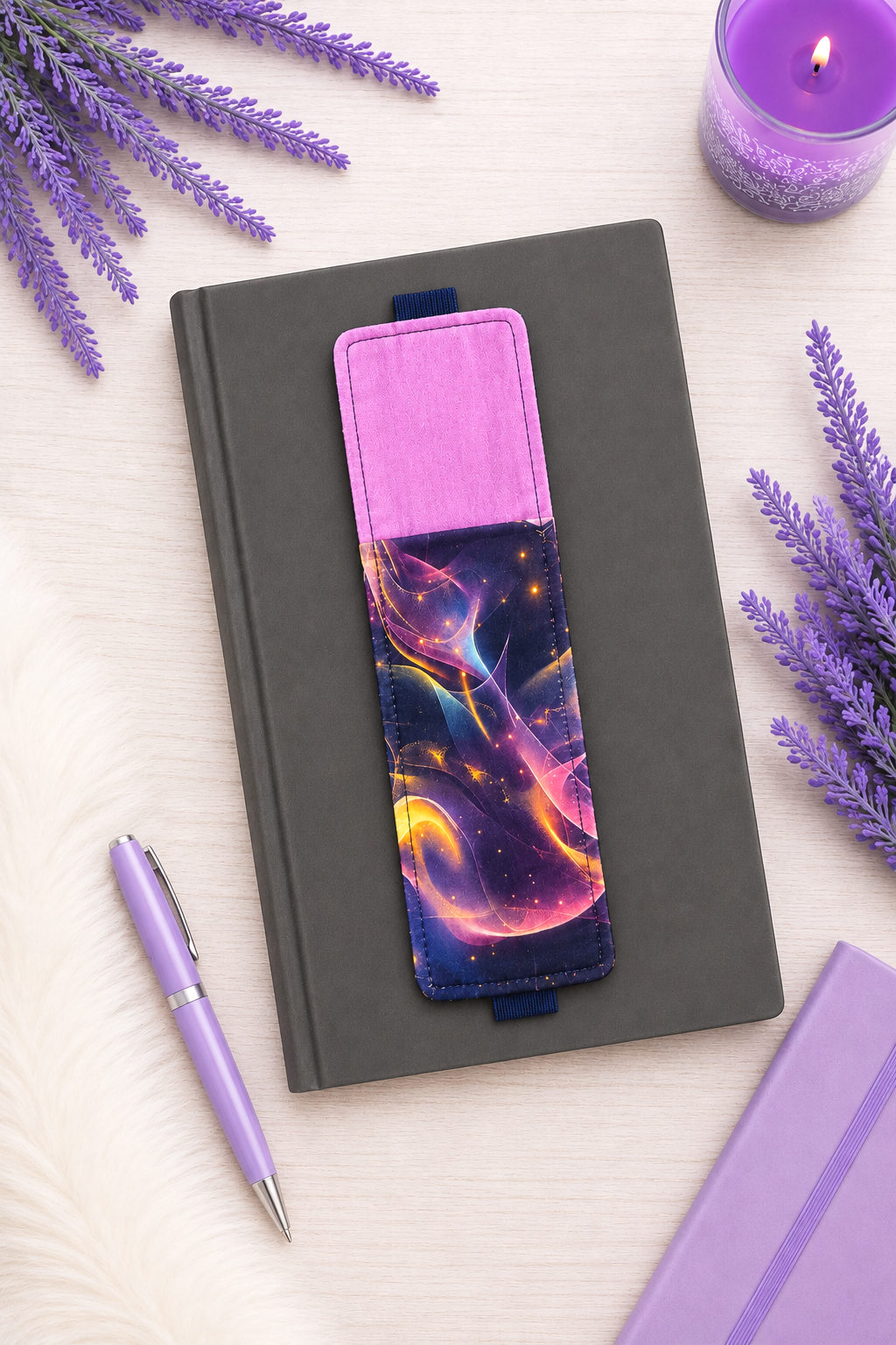 Handsewn Space Fabric  Bookmark with Accessory Pocket