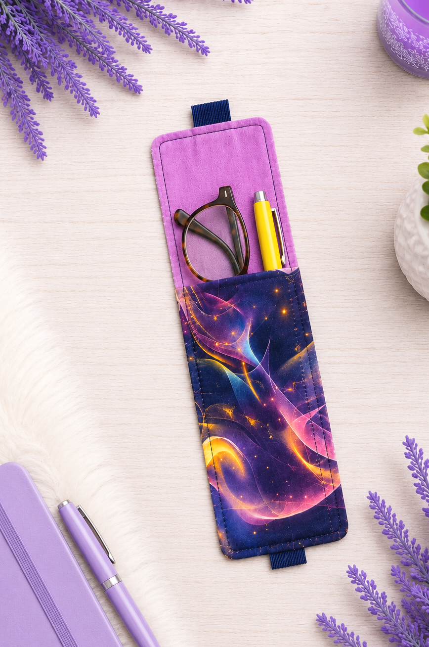Handsewn Space Fabric  Bookmark with Accessory Pocket