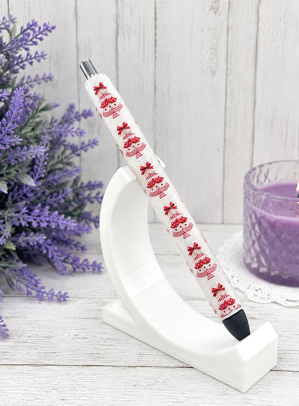 Handmade Patchwork Christmas Trees glitter pen with free refill