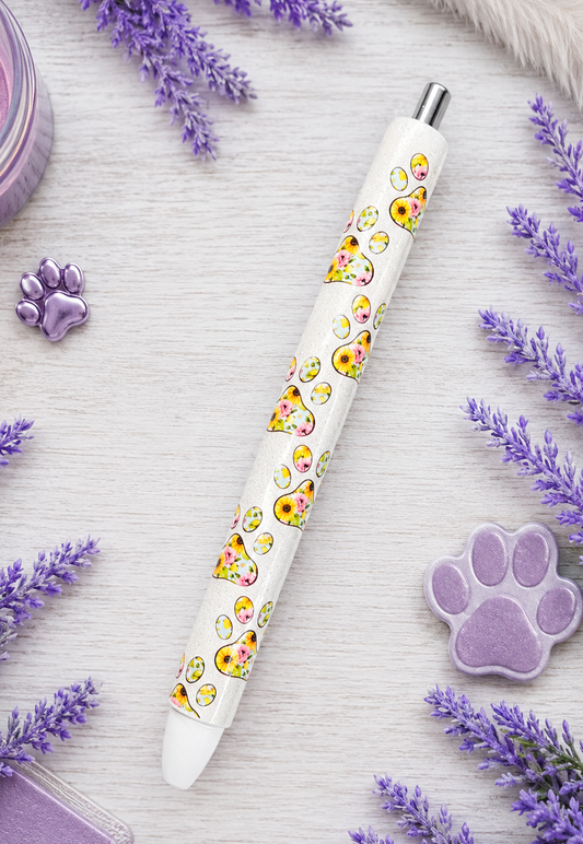 Handmade Sunflowers Dog Paws glitter pen with free refill
