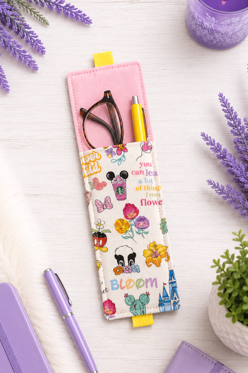 Handsewn Mickey Garden Fabric Bookmark with Accessory Pocket