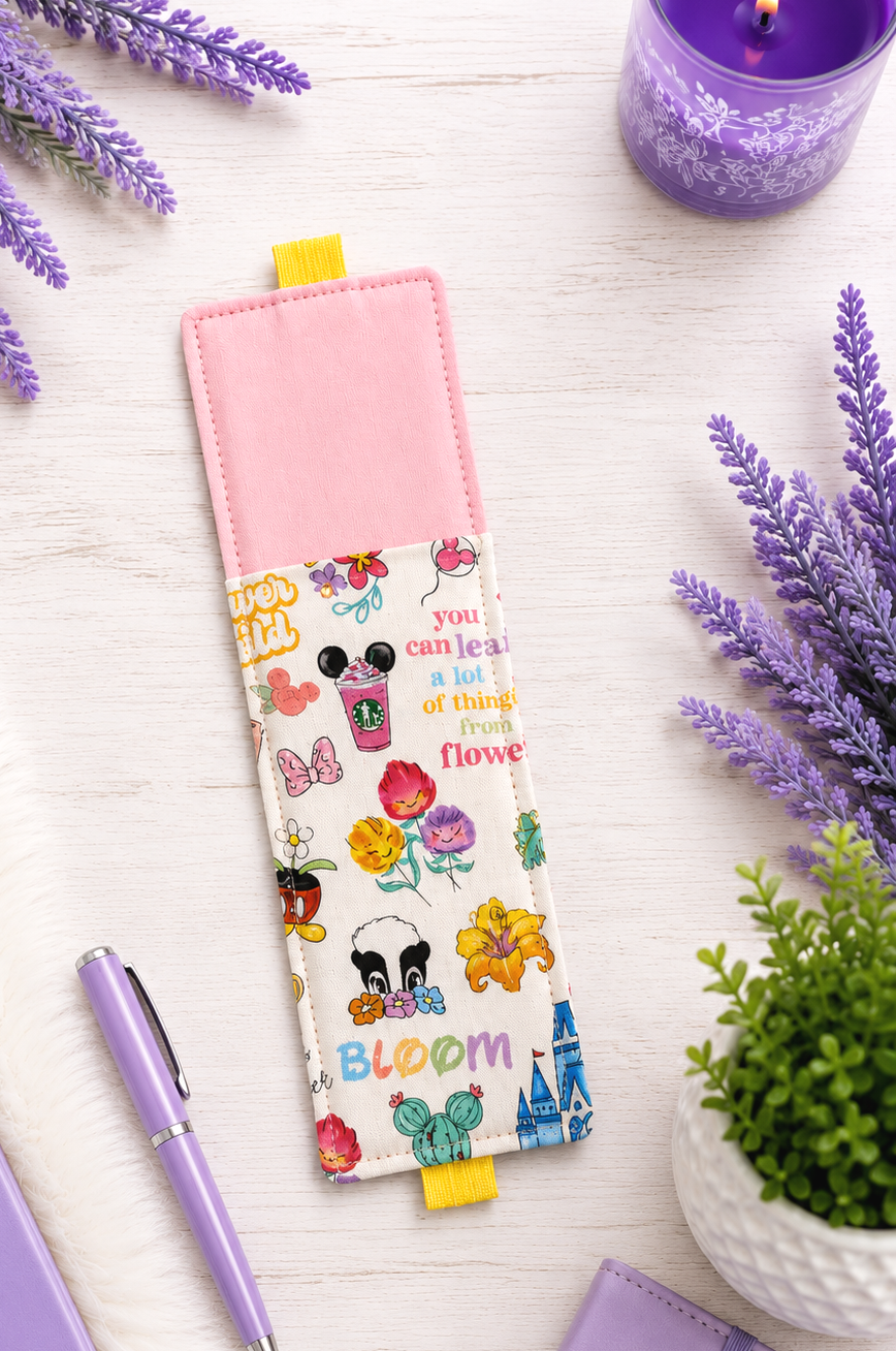 Handsewn Mickey Garden Fabric Bookmark with Accessory Pocket