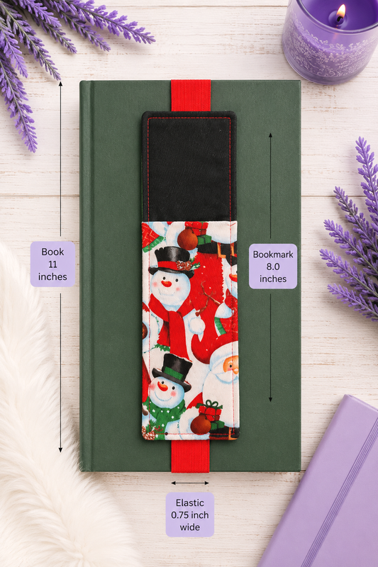 Handsewn Christmas Fabric Bookmark with Accessory Pocket