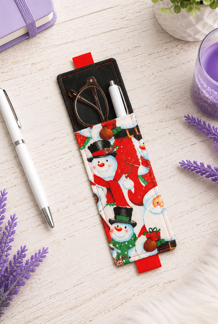 Handsewn Christmas Fabric Bookmark with Accessory Pocket