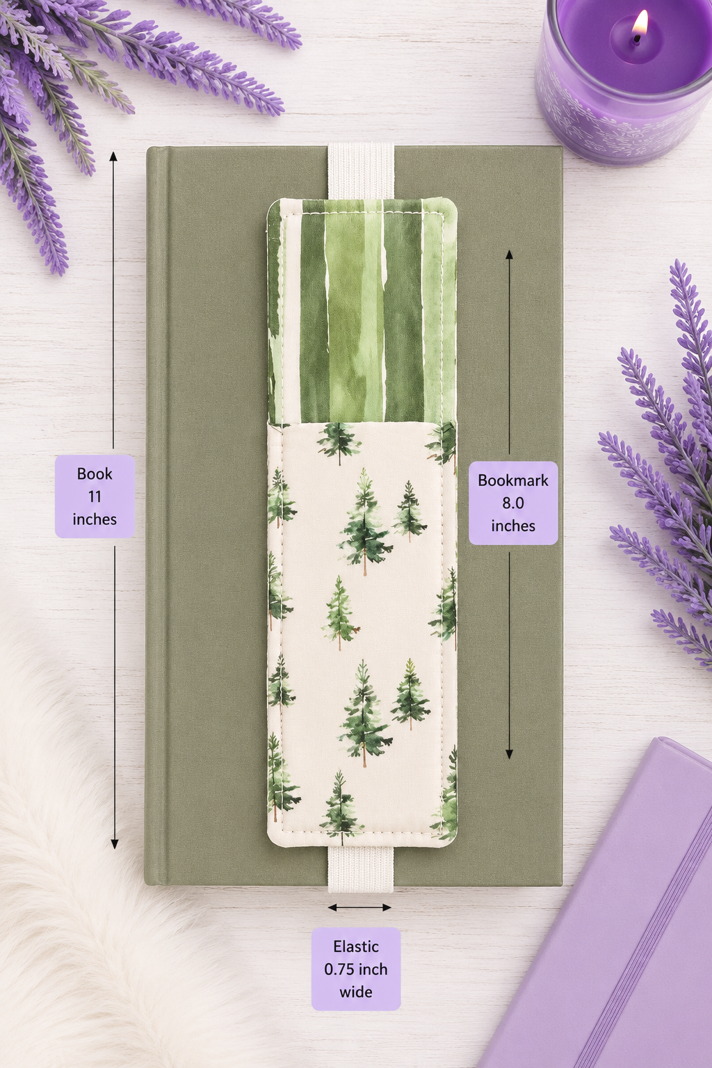 Handsewn Forest Fabric Bookmark with Accessory Pocket