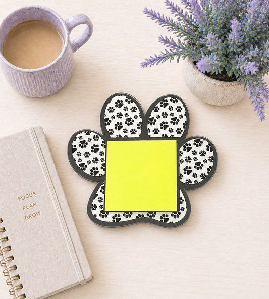 Handmade Black and White Dog Paw Sticky Note Holder