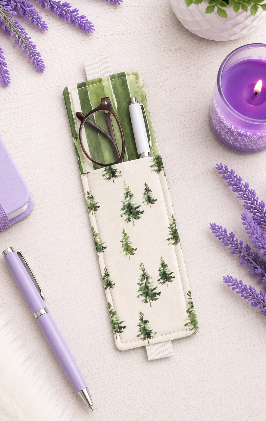 Handsewn Forest Fabric Bookmark with Accessory Pocket