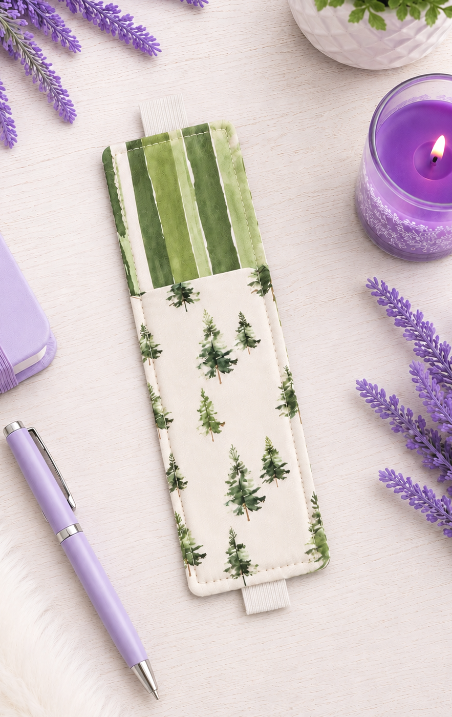Handsewn Forest Fabric Bookmark with Accessory Pocket