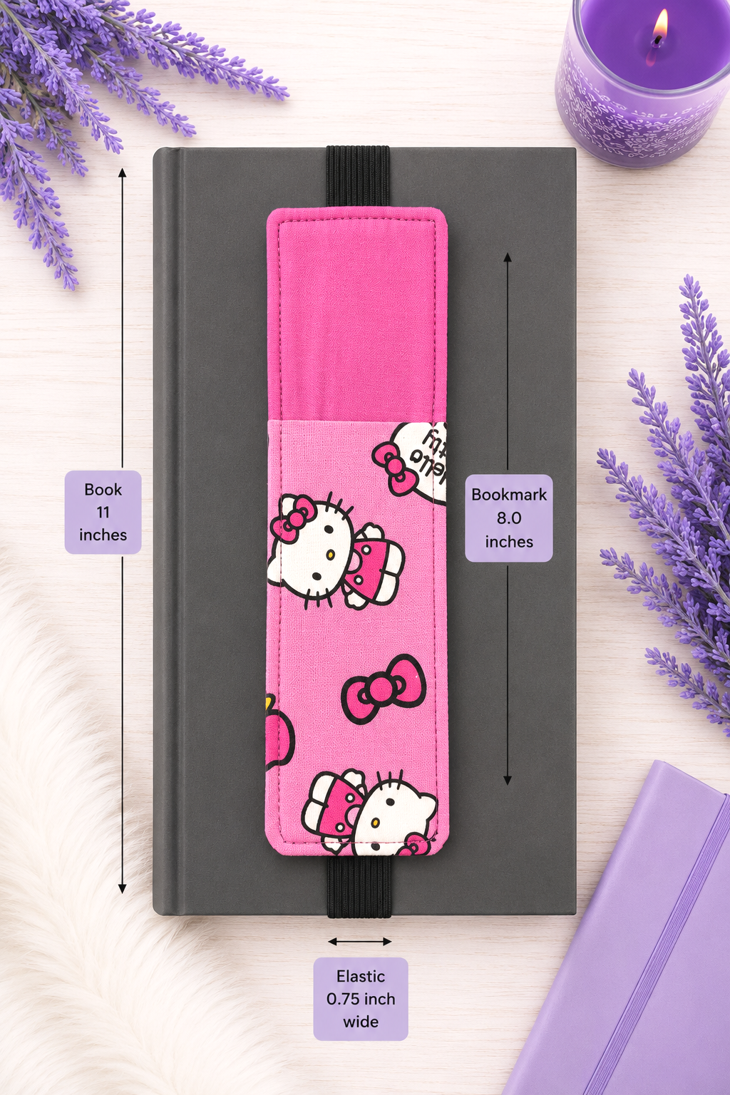 Handsewn H Kitty Fabric Bookmark with Accessory Pocket 2