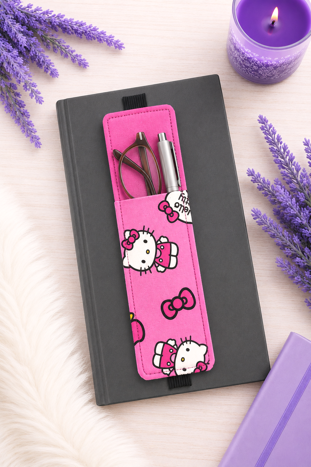 Handsewn H Kitty Fabric Bookmark with Accessory Pocket 2