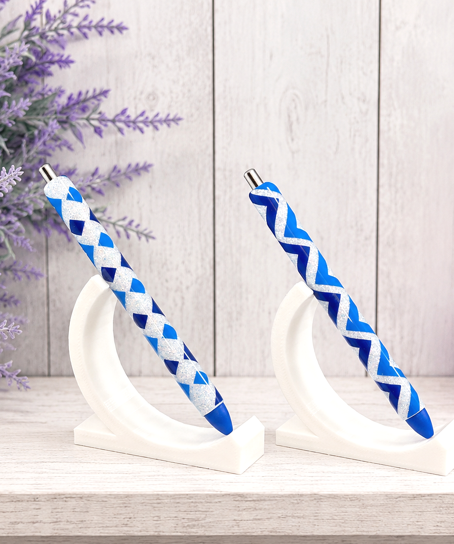 Handmade Blues Zig Zag glitter pen with free refill
