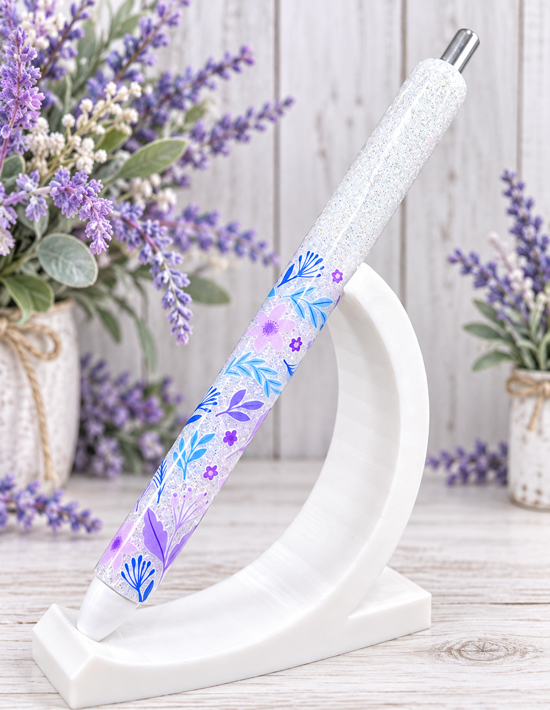 Handmade Flowers glitter pen with free refill 5