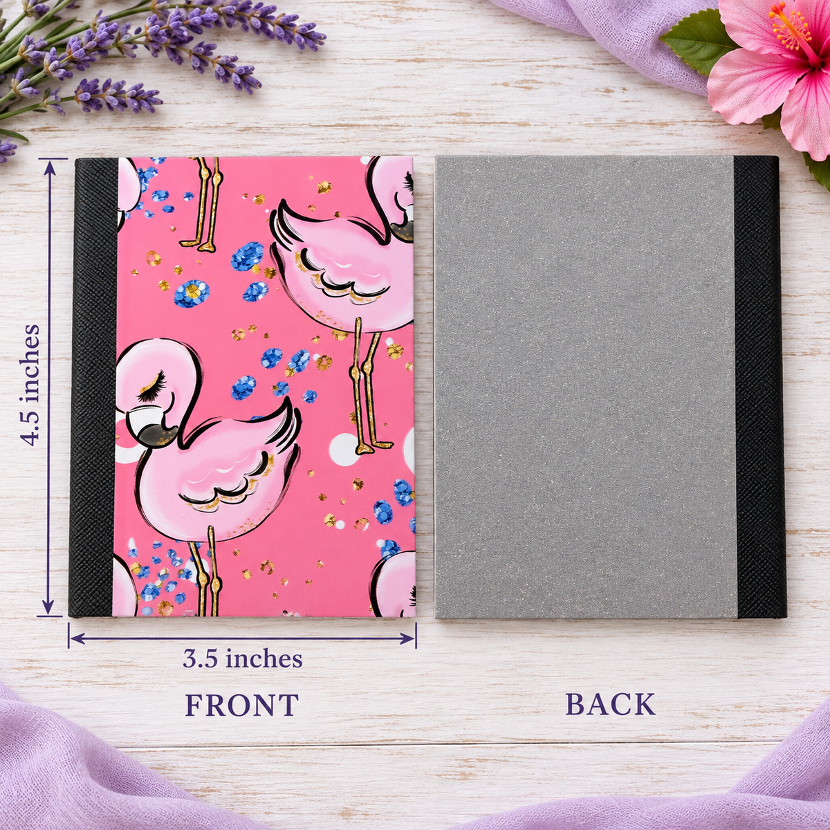 Decorative Vinyl Covered MINIATURE Composition Notebook Flamingos