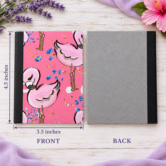 Decorative Vinyl Covered MINIATURE Composition Notebook Flamingos