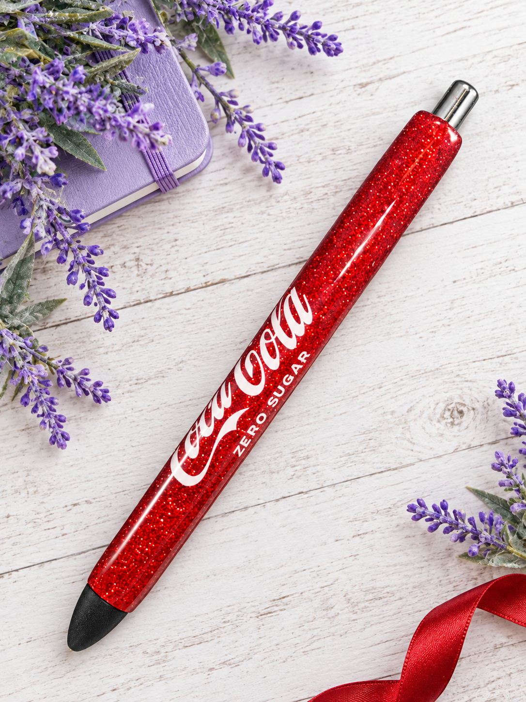 Handmade Coke Zero glitter pen with free refill