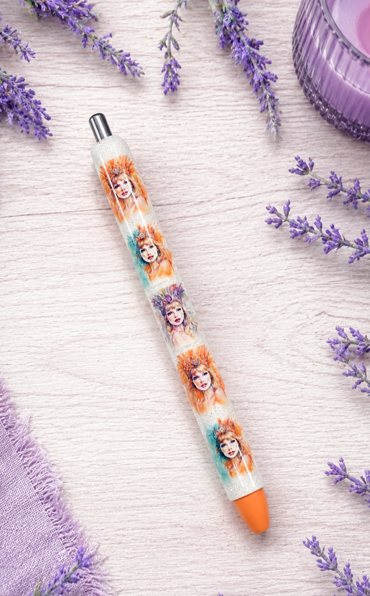 Handmade Hibiscus Showgirl glitter pen with free refill