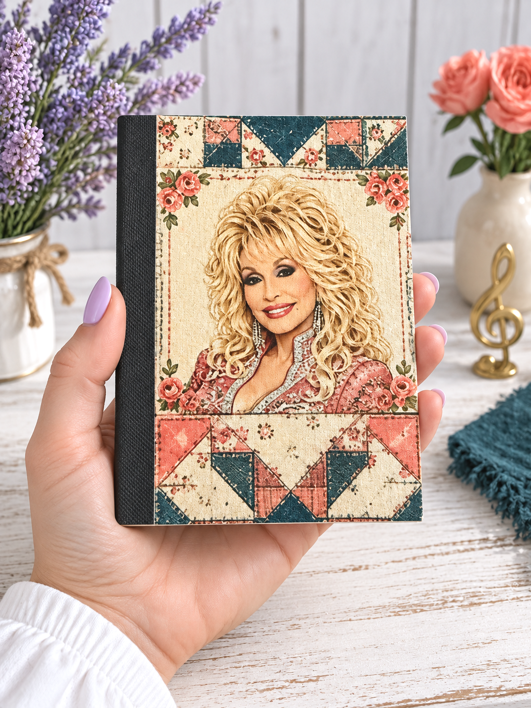Decorative Vinyl Covered MINIATURE Composition Notebook Dolly