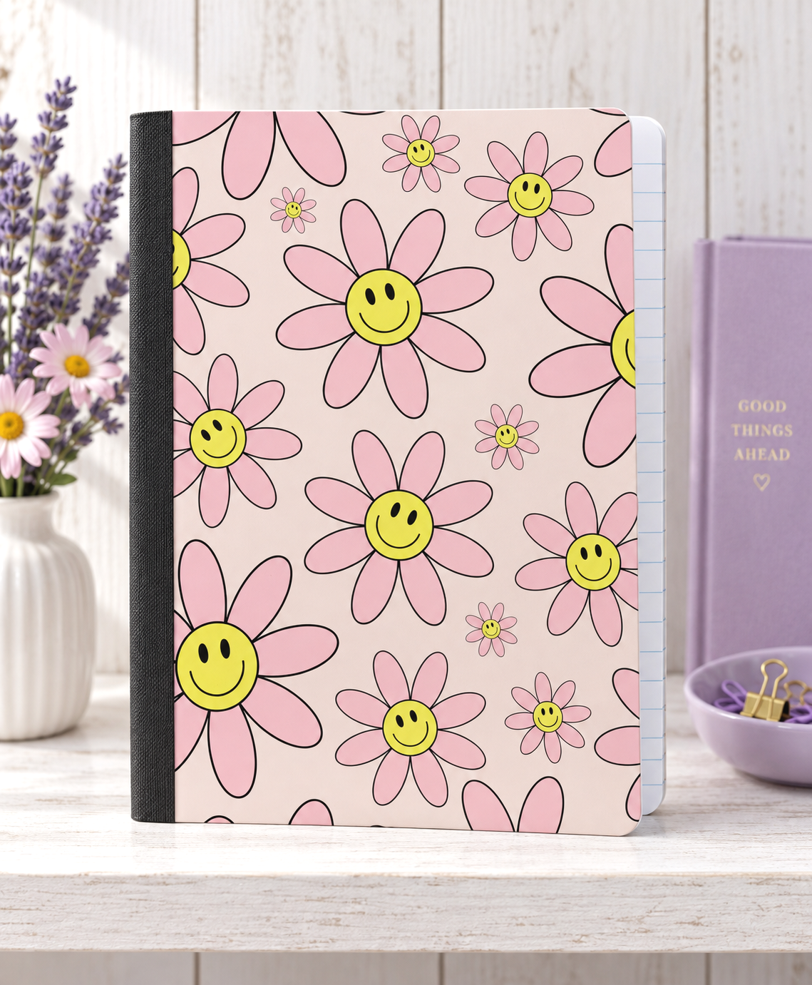 Decorative Vinyl Covered Composition Colorful Daisy Smiles