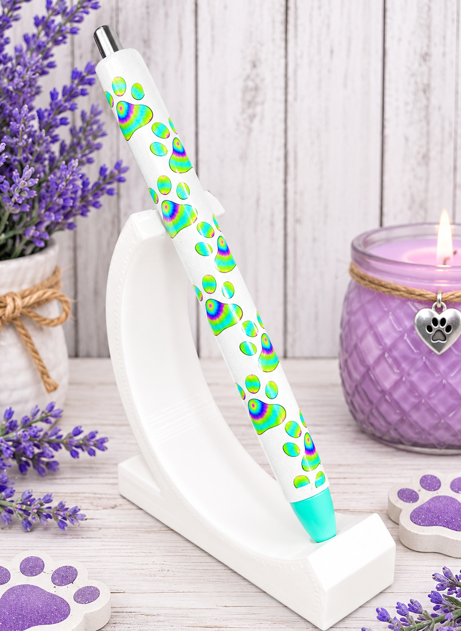 Handmade Tye Dye Dog Paws glitter pen with free refill 2