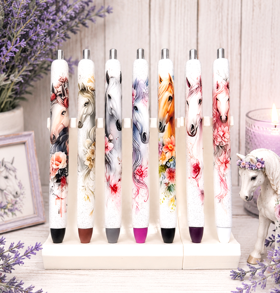 Handmade Horse with flowers glitter pen with free refill 7