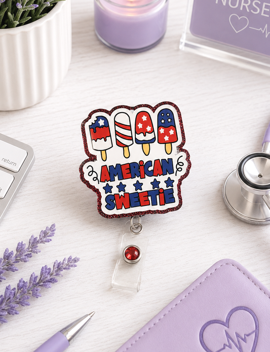 Handmade Patriotic American Sweetie Badge Reel