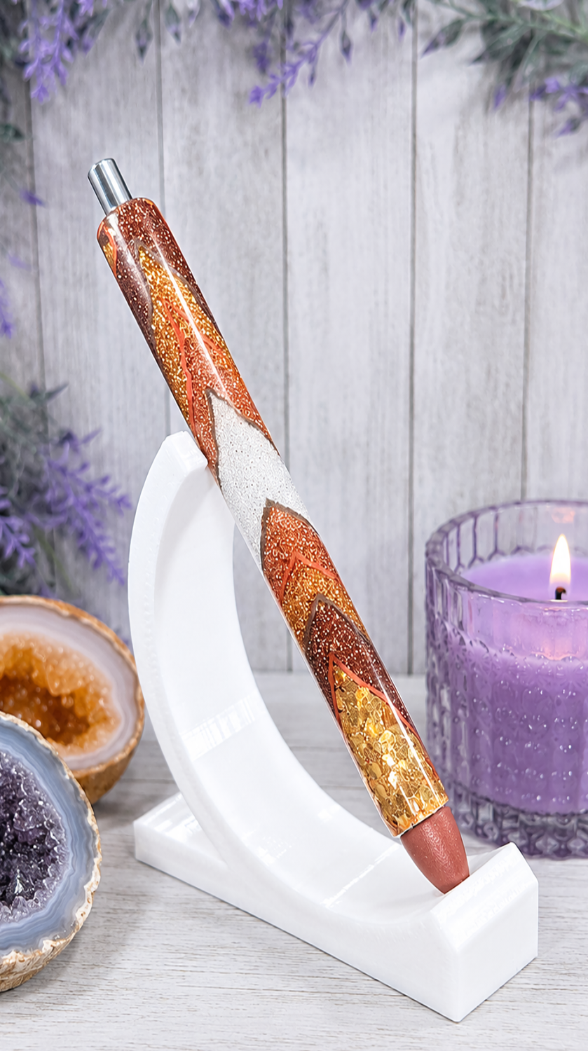 Handmade Gold and Browns Geode design glitter pen with free refill